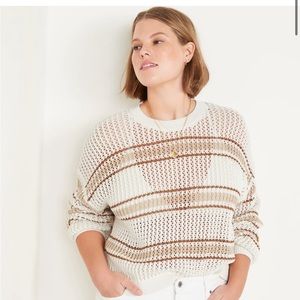 Cropped Crochet Sweater | Long Sleeve | Striped | NWOT